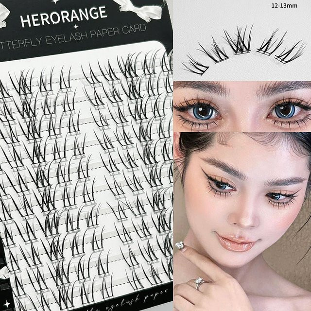 Cappuvini Selbstklebende Falsche Wimpern, Thai-Stil, Segmentiert, Natürliche Cluster - Bild 1