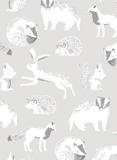 Eijffinger Wallpaper Mini Me 6 Tapete mit Tiermotiven in Grau im Retro-Stil für Kinder aus Vlies - Bild 1