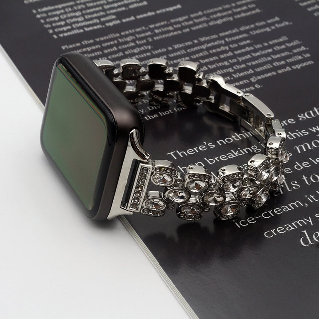 Uhrenarmband Edelstahl, Silber, Kristall, Damen - Bild 1