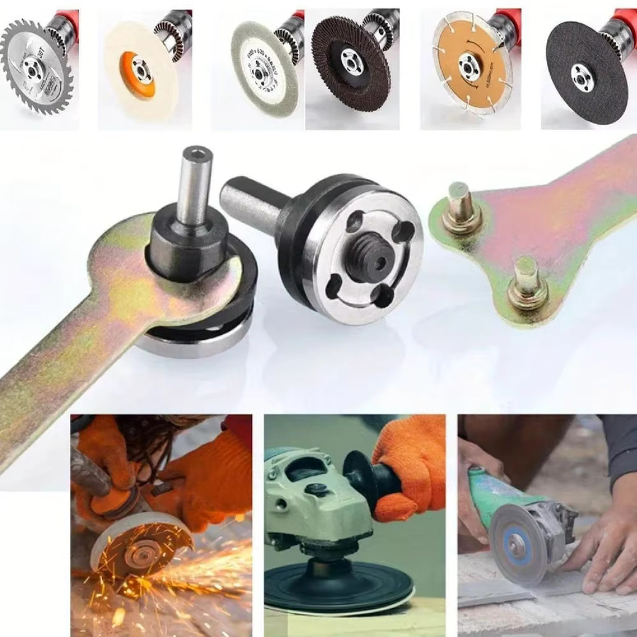 Elektrischer Bohrer-Winkelschleifer Adapter-Satz für Metall-Verbindungen mit Trennscheiben- und Polierrad-Adapter in Silber - Bild 3