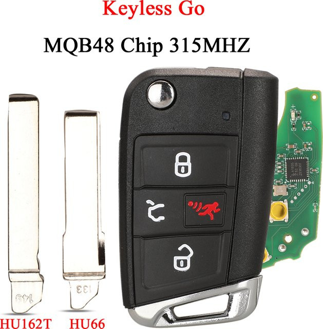 Jingyuqin Keyless Go Smart Fernbedienung Auto Schlüssel mit MQB48 Chip für VW Volkswagen Golf GTI Jetta Tiguan 2018-2021, Schwarz - Bild 1