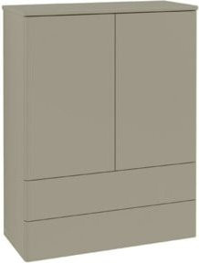 V&B Highboard Antao mit Frontstruktur und LED-Beleuchtung, Wandmontage, Farbe Weiß Walnuss Lack, B/H/T: 104 x 81,4 x 35,6 cm - Bild 1
