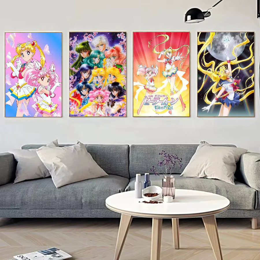 Selbstklebendes Anime Sailor Moon Kunstposter in Multicolor auf Whitepaper - Bild 3