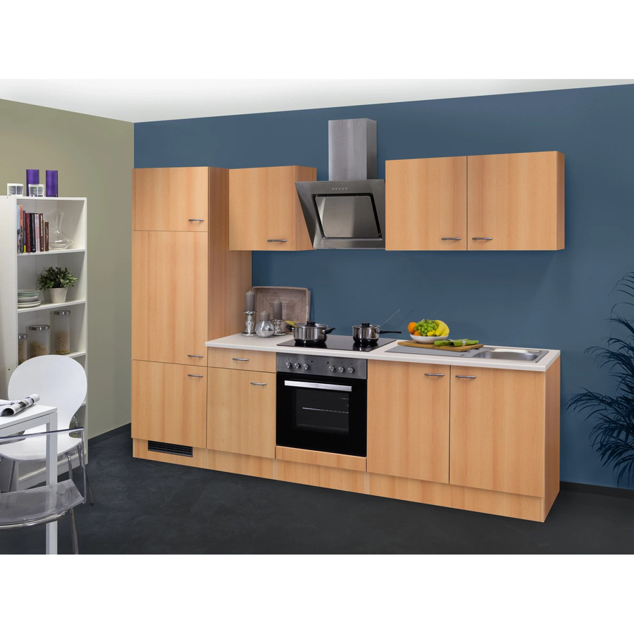 Flex-Well Classic Küchenzeile Nano in Buche Nachbildung, Farbe Braun, Breite: 270 cm, Höhe: 200 cm, Tiefe: 57 cm - Bild 2
