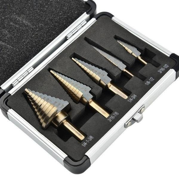 Weihexin HSS Cobalt Stufenbohrer Set 5-teilig in Schwarz und Gold - Bild 1