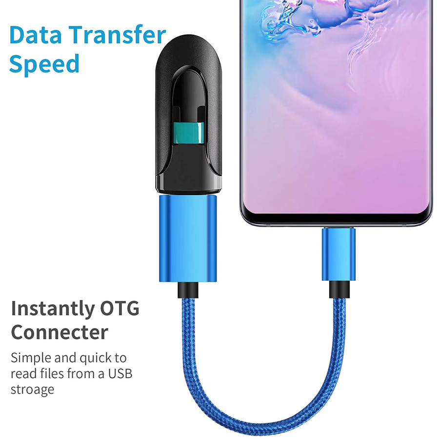 AILEHKUO USB-C zu USB OTG Kabeladapter in Blau für Plug-and-Play Dateiübertragung - Bild 2