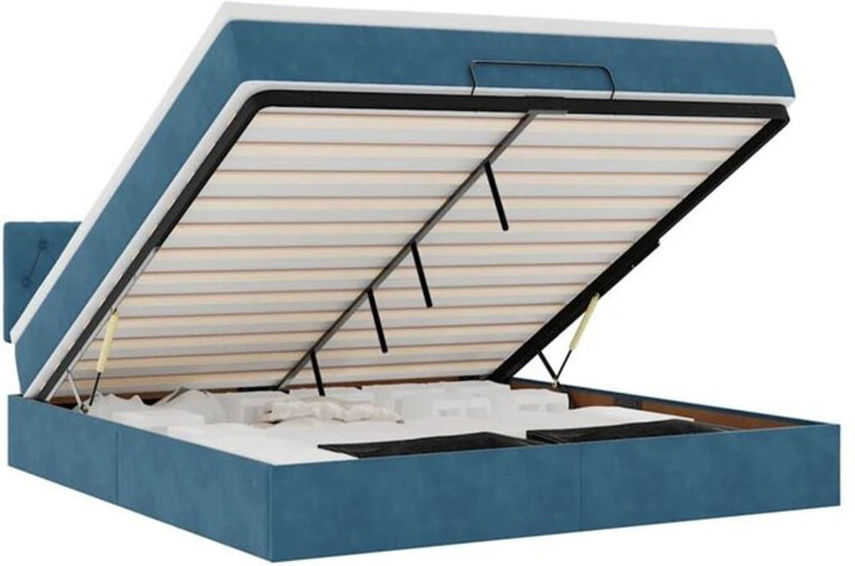 Vidaxl Ottoman Polsterbett mit Matratze aus Samt in Blau, B/T/H: 160 x 200 x 88 cm - Bild 1