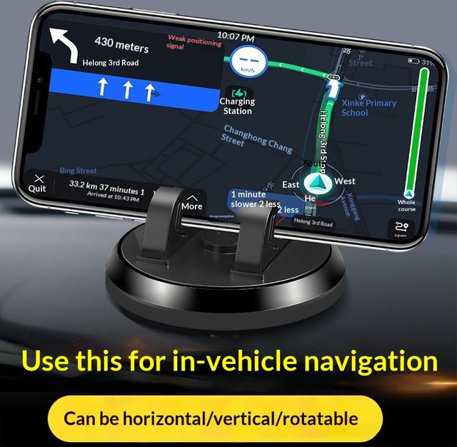 Universelle Multifunktionale Auto-Armaturenbrett-Handyhalterung in Schwarz für Navigations-Tablets und Desktop-Geräte - Bild 1