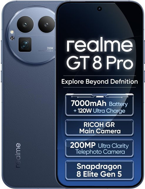 realme GT 8 Pro Smartphone Blau mit Snapdragon 8850, 200MP Kamera, 6,78 Zoll 2K 144Hz Display und 7000mAh Akku - Bild 1