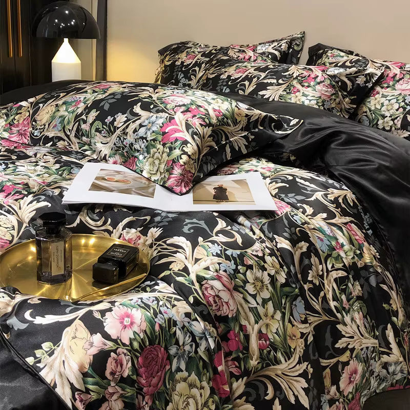CHA YU PAI Bettwäsche-Set aus Naturseide mit floralem Design, Queen Size, 4-teilig, Multicolour - Bild 3