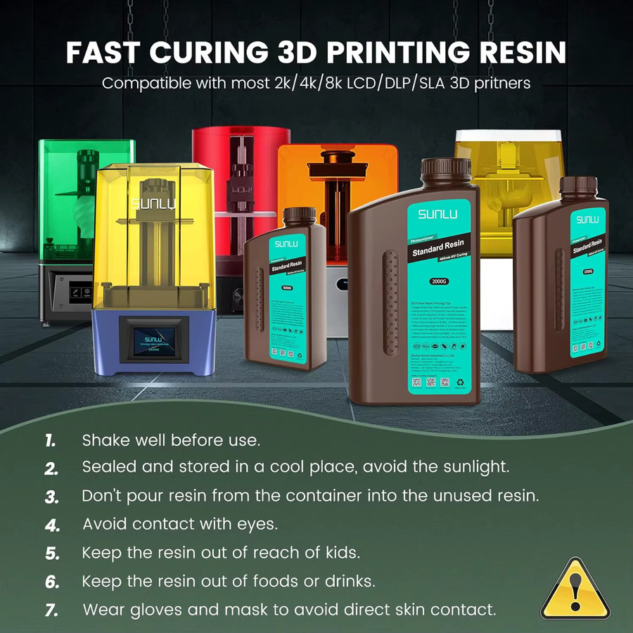 SUNLU 3D Resin Standard und Water-Wash UV Resin für SLA DLP LCD Drucker, Grau, 1 kg - Bild 5