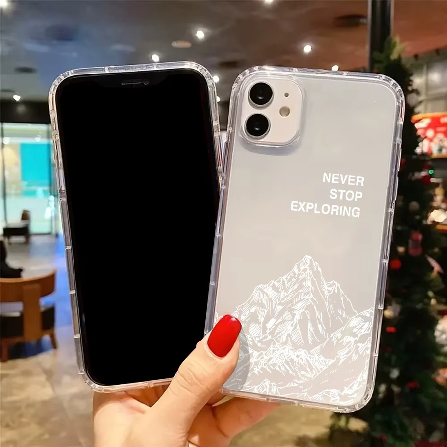 Transparente Silikon Handyhülle mit Bergketten-Muster für Apple iPhone 17 16 15 14 13 12 11 Pro Max Air Plus XS X XR - Bild 4