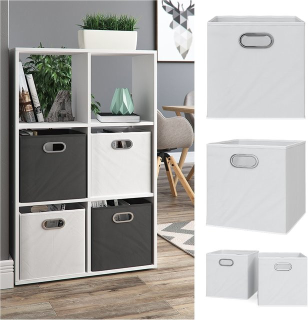 VICCO 2er Set Faltboxen aus Stoff in Weiß mit Griffen, B/T/H: 30 x 30 x 30 cm - Bild 1