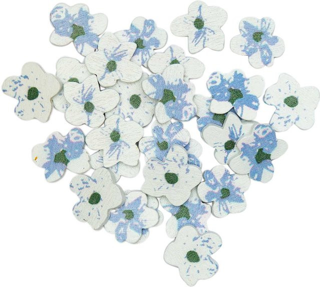 Rico Design Holzstreu Blüten Mix in Blau, 24 Stück - Bild 1