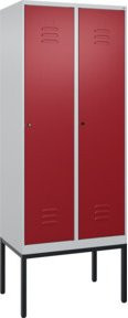 C+P Spind Classic PLUS Garderobenschrank aus Stahl, 2 Abteile, mit Zylinderschloss und 4 Garderobenhaken, H x B x T: 212 x 80 x 50 cm - Bild 1