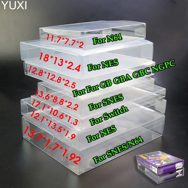 YuXi Transparente Spielpatronen-Schutzbox aus Kunststoff für Nintendo Switch, GB, GBA, GBC, NPC, N64, NES und SNES - Bild 1