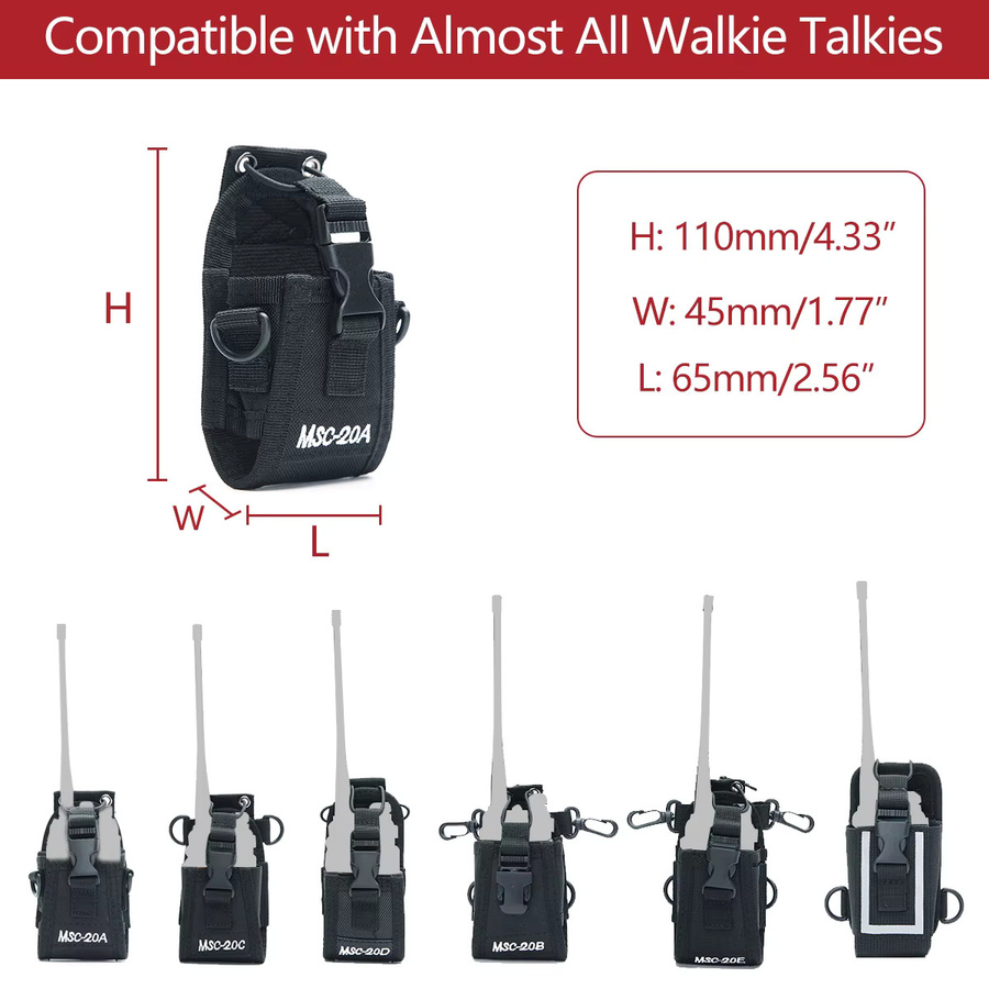 Taktische Walkie Talkie Tasche aus Oxford für Baofeng UV-21 Pro, 5R und Quansheng UV K5, Farbe: Schwarz, Molle-System für Outdoor und Sport - Bild 4