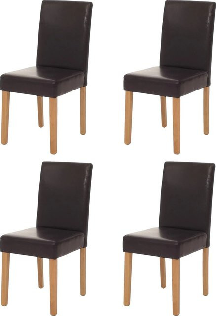 CHEFGASTRO Esszimmerstuhl 4er-Set Klassisch Modern in Braun aus Leder mit hellen Buchenholzbeinen, B/T/H: 43 x 56 x 90 cm, Sitzhöhe: 45 cm - Bild 1