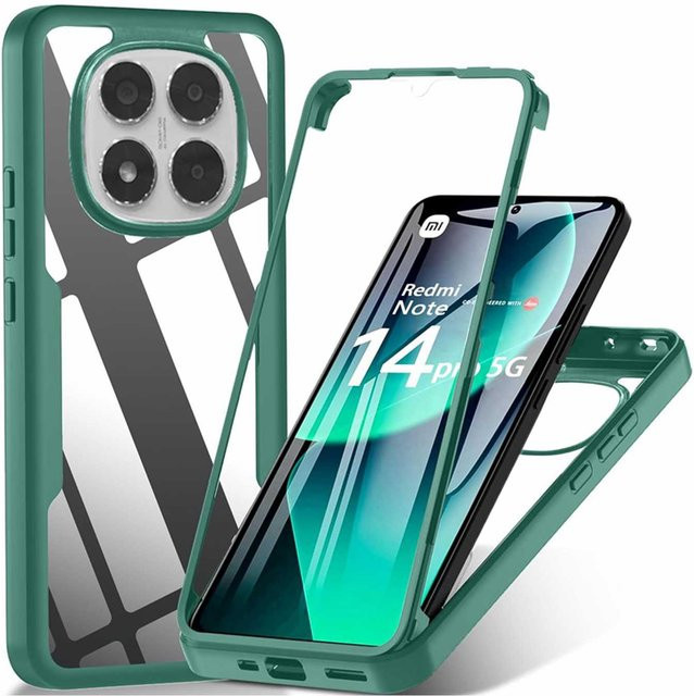 360 Grad Vollkörperhülle mit integriertem Displayschutz für Xiaomi Redmi Note 15 Pro Plus, Note 14, Note 13 5G, Note 12, Note 11, Note 10, Note 10S in Grün - Bild 1