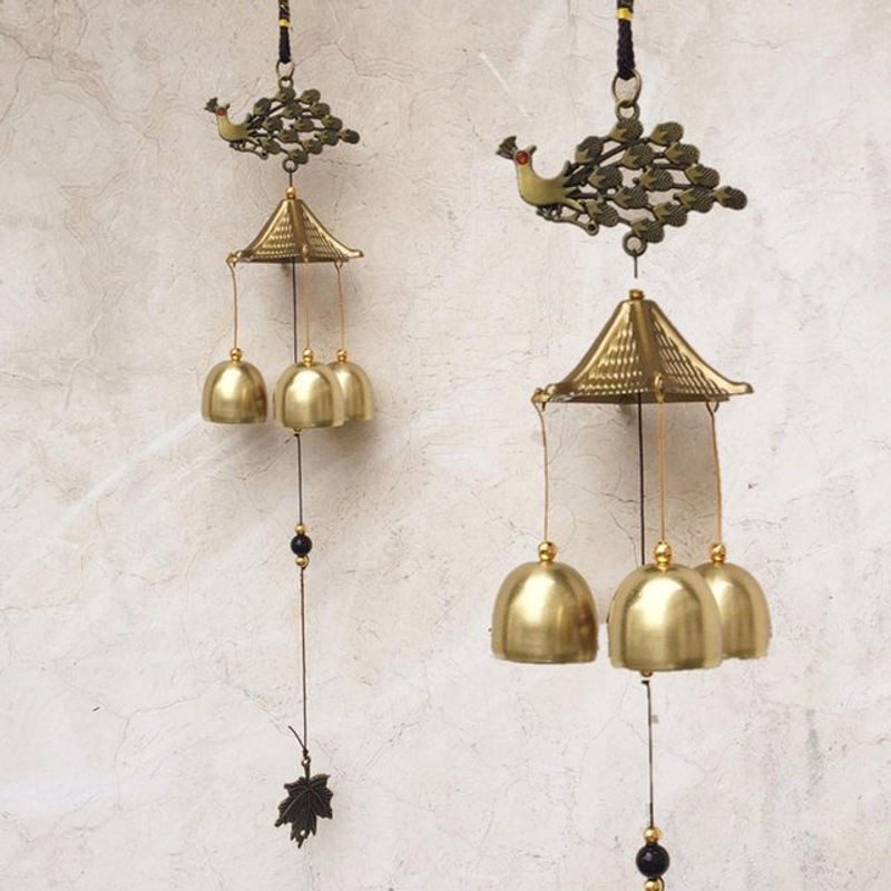 GoolRC Windspiel Vintage aus Metall in Gold mit Pfauen-Design zur Dekoration - Bild 1