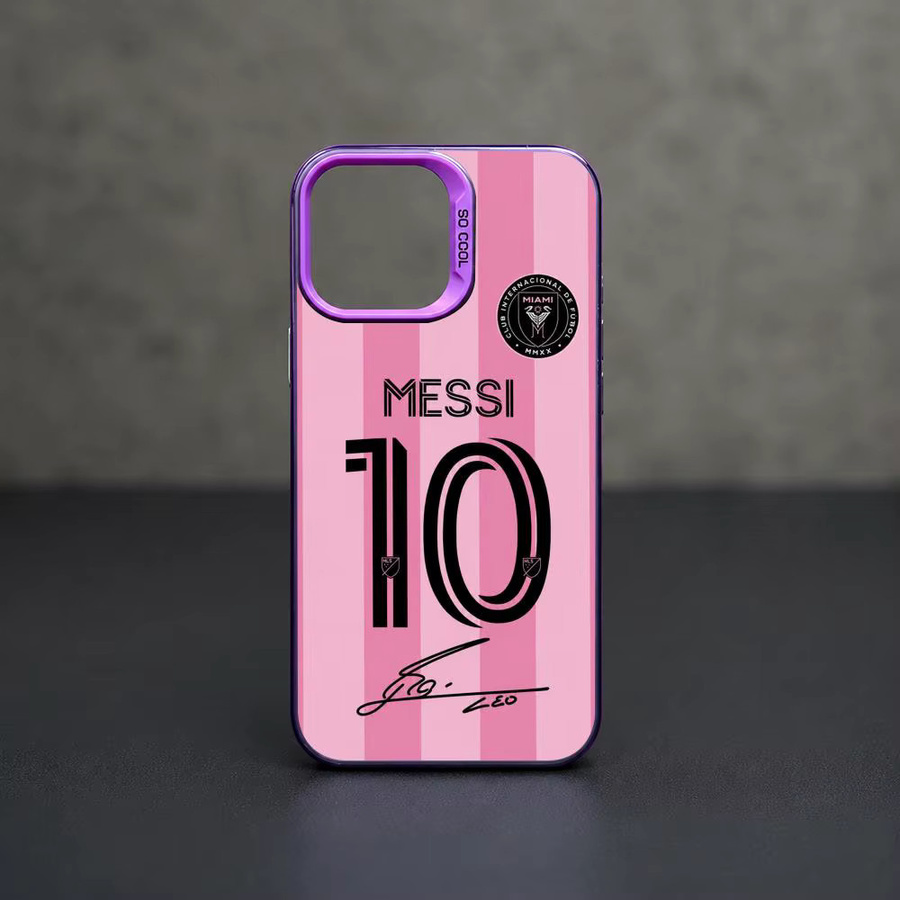 Messi # 10 Logo Handyhülle mit Farbverlauf in Multicolour und Pink, stoßfeste TPU Soft-Touch Hülle für iPhone 11 12 13 14 15 16 17 Pro Max - Bild 2