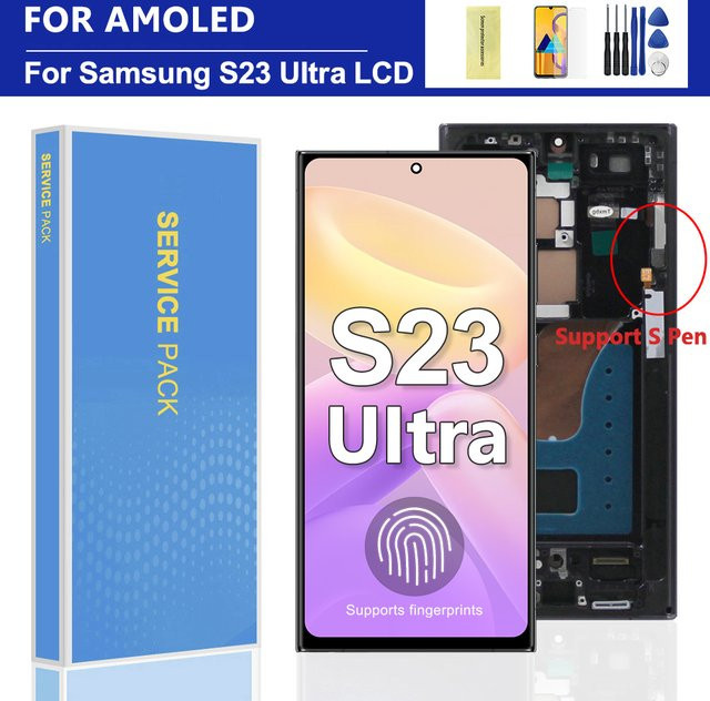 Samsung AMOLED Display mit Rahmen für S23 Ultra, LCD Digital Touchscreen G918 S918B in Purple - Bild 1