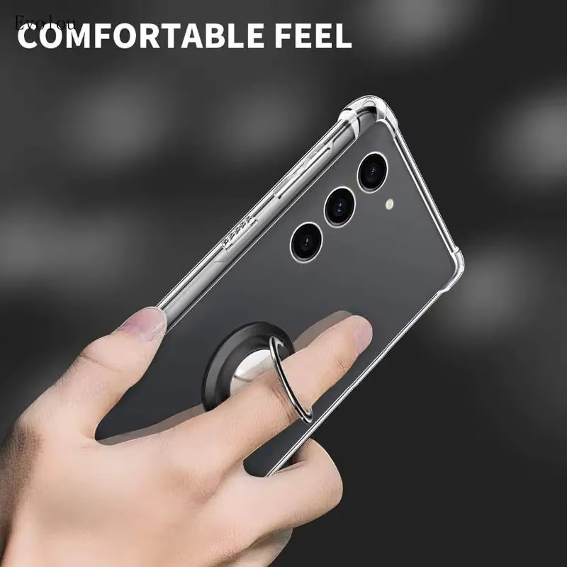 Stoßfeste Silikon-Schutzhülle mit Magnetring für Samsung Galaxy S25 Ultra Plus, S25, S25+, transparent - Bild 3
