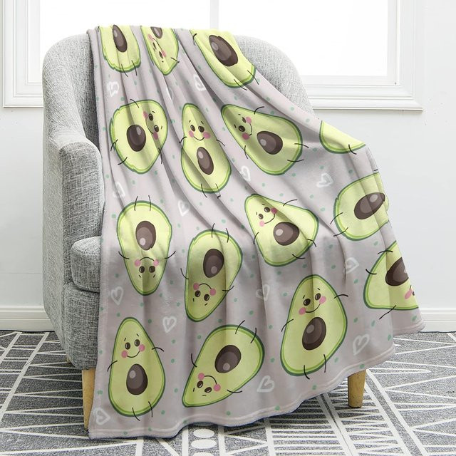 JMG Household Supplies Zitrone Decke mit Cartoon-Frucht-Motiv aus Flanell in Grau, B/T: 70 x 100 cm - Bild 1