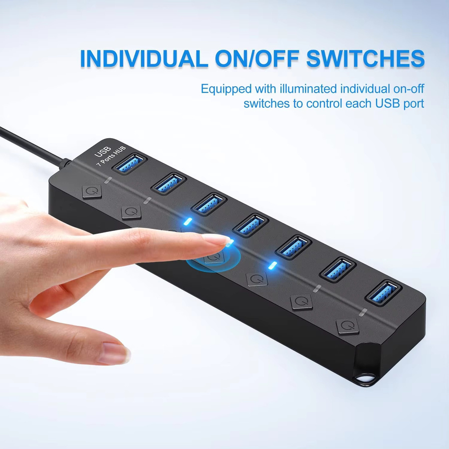 Yecai Chuan USB Hub High Speed Multi USB Splitter Adapter in Schwarz mit 4 oder 7 Ports - Bild 6