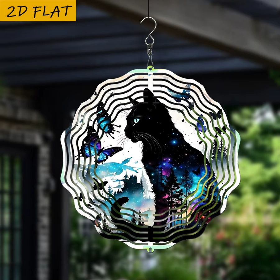 GalaxyCat Solar-Windspiel aus Metall mit Schmetterlings- und Nachthimmel-Design, Mehrfarbig, Durchmesser: 25 cm - Bild 3