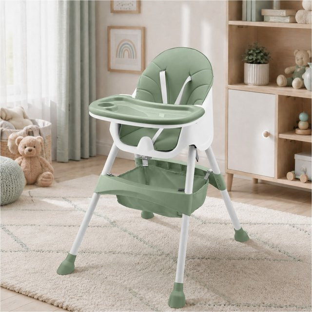 Baby Vivo Design 2in1 Kinderhochstuhl Oscar in Grün - Bild 1