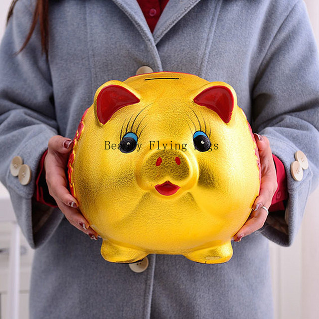 WSHYUFEI Goldene Keramik-Spardose Schwein mit verstecktem Safe für Erwachsene und Kinder - Bild 1