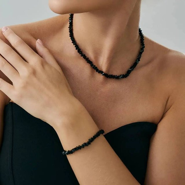 IngeSight.Z Schmuck-Set, Halskette und Armband, Kristall, Schwarz, Damen - Bild 1