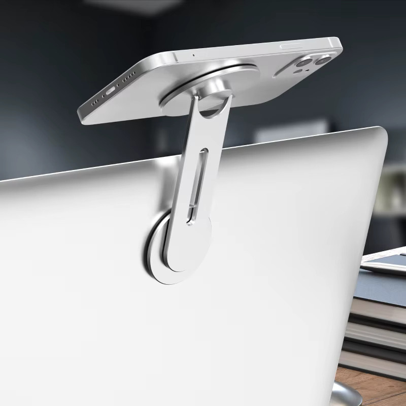 APWIKOGER Magnetischer MagSafe Telefonhalter für iPhone 13 14 Pro Max und Laptop zur Nutzung als Monitor-Seitenhalterung in Silber - Bild 3
