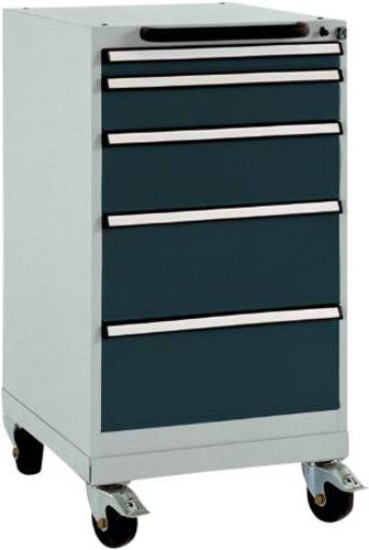 Manuflex BASETEC Schubfachschrank TP1144.7016 mobil, anthrazit, mit 5 Schubfächern, rollbar und abschließbar - Bild 1