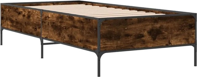vidaXL Bettgestell aus Holzwerkstoff und Metall in Räuchereiche, B/T: 75 x 190 cm - Bild 1