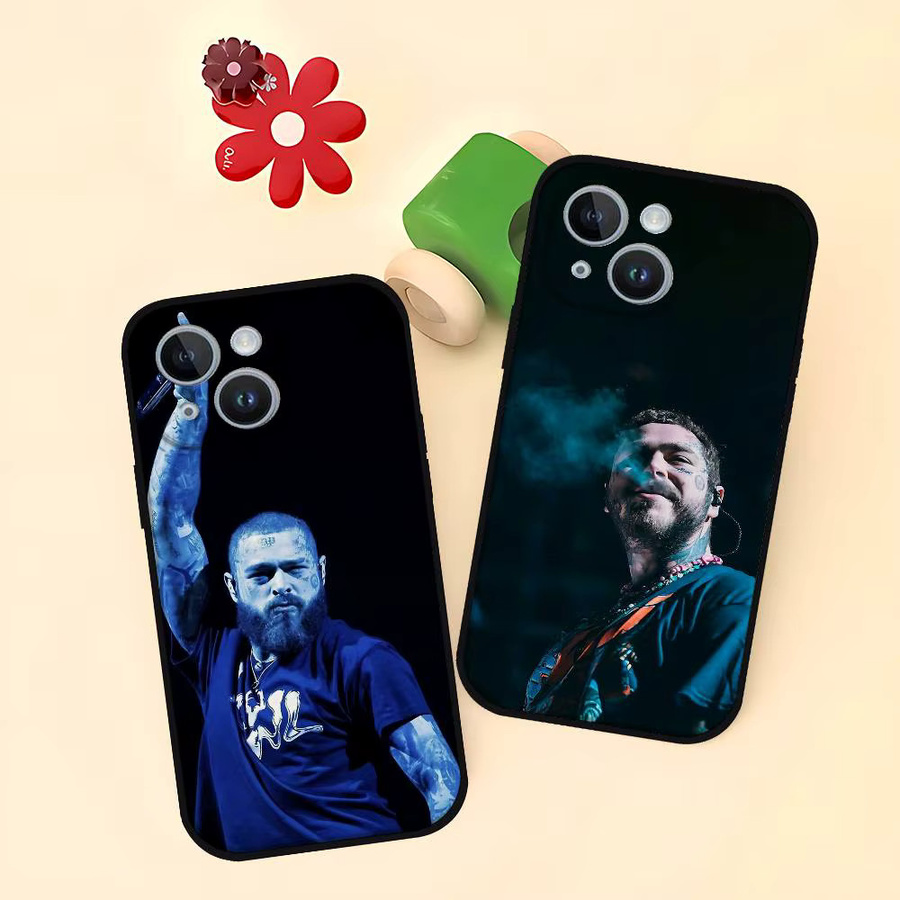 Singer P-Post M-Malone Slim Handyhülle in Schwarz für iPhone 17, 16, 15, 14, 13, 11, X, XR, XS Max, Pro Max, Plus und 13 Mini - Bild 5