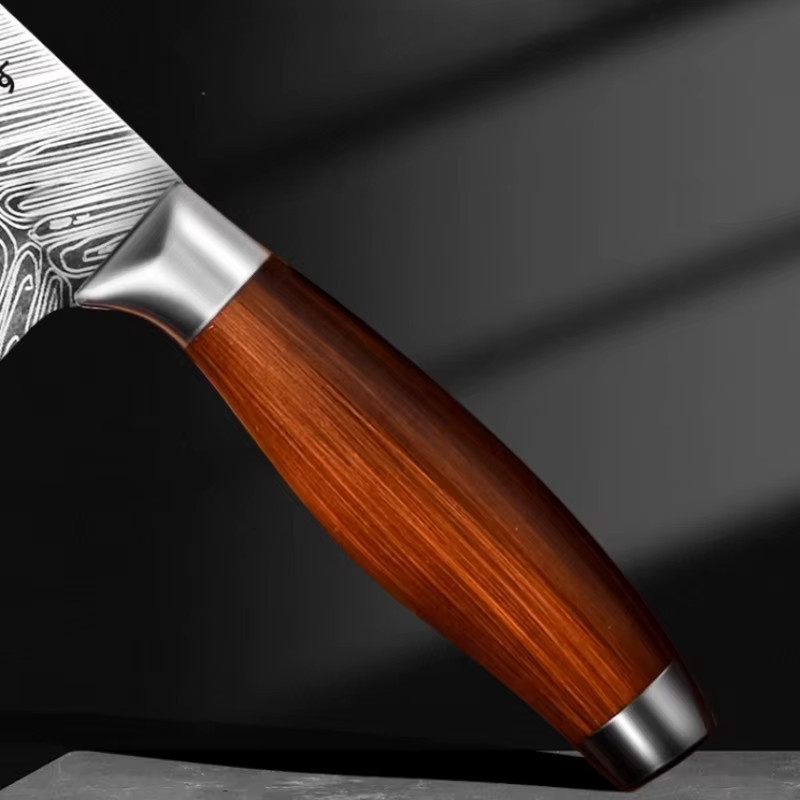 XTL Damaskus Kochmesser in Silber mit Holzgriff - Bild 2