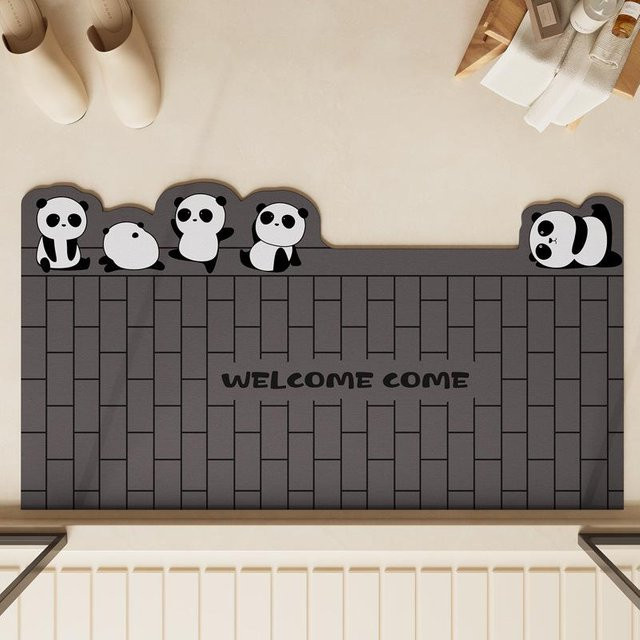 Yiran Furniture Badematte mit Cartoon-Design, rutschfest und schnelltrocknend, Farbe: Grau, B/T: 40 x 60 cm - Bild 1