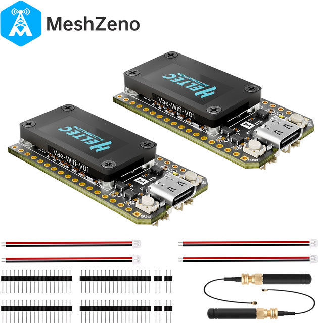 2 Stück Heltec V4 LoRa32 ESP32-S3 SX1262 LoRaWAN 868MHz Entwicklungsboard mit 0,96 Zoll OLED-Display, WiFi und BLE Mesh-Netzwerk in Schwarz - Bild 1