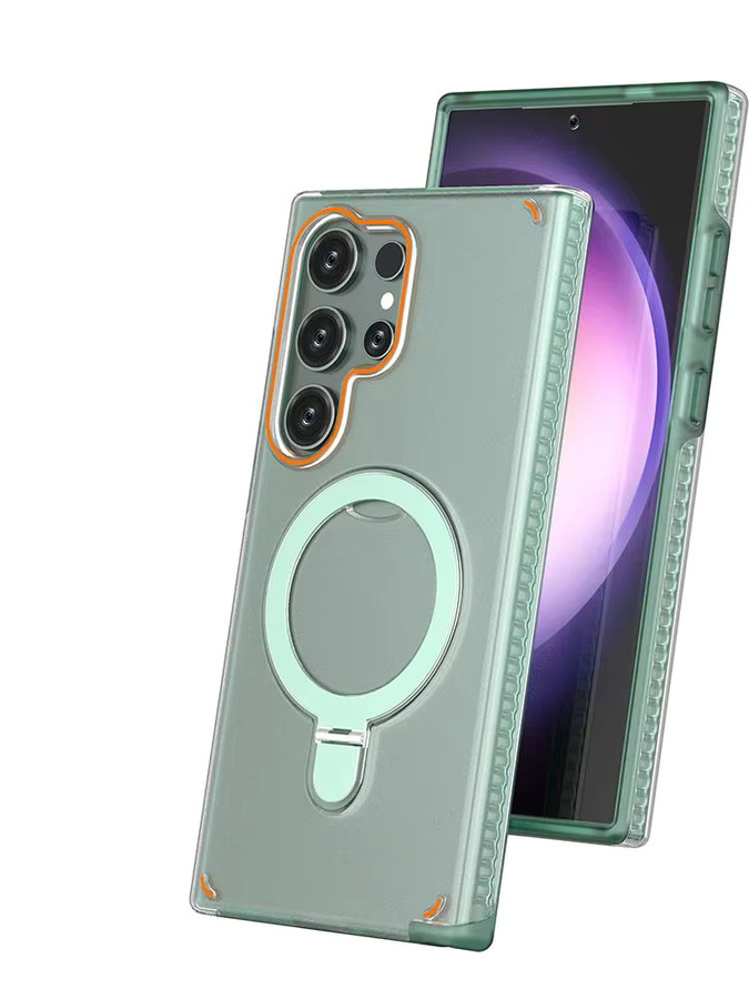 Stoßfeste Magnetische Schutzhülle mit Standhalterung für Samsung Galaxy S25, S24 Plus und S24 Ultra in Blau, kompatibel mit MagSafe für kabelloses Laden, Matte PC Rückseiten-Abdeckung - Bild 5