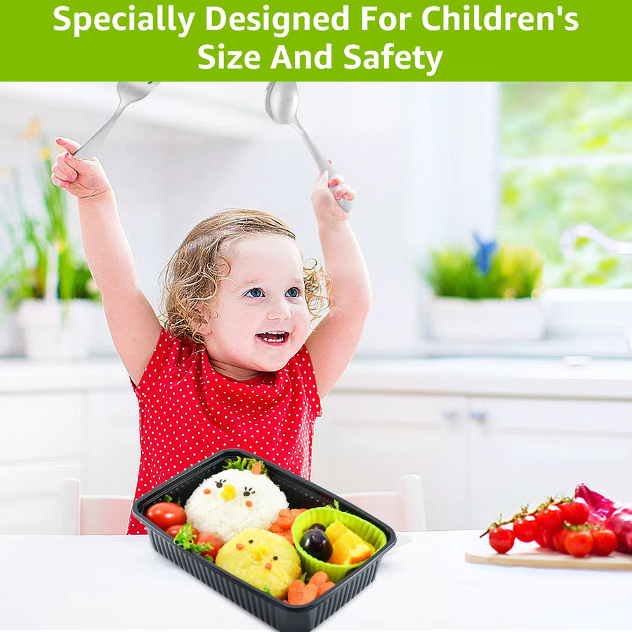 Willstar Besteckset für Kinder aus Edelstahl in Silber, 10/3 Sets mit Messer, Gabel und Löffel, ergonomisch und sicher für Kleinkinder - Bild 4