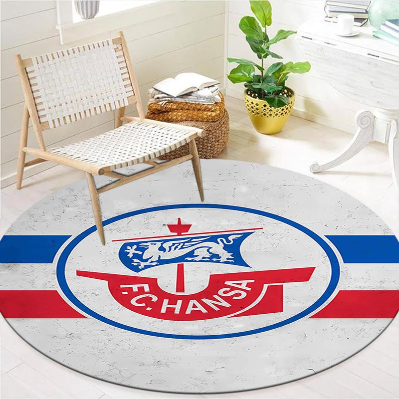Runder Teppich FC Hansa Rostock, rutschfeste Bodenmatte aus Polyester für Wohnzimmer, Schlafzimmer und Spielzimmer, Durchmesser: 80 cm - Bild 4