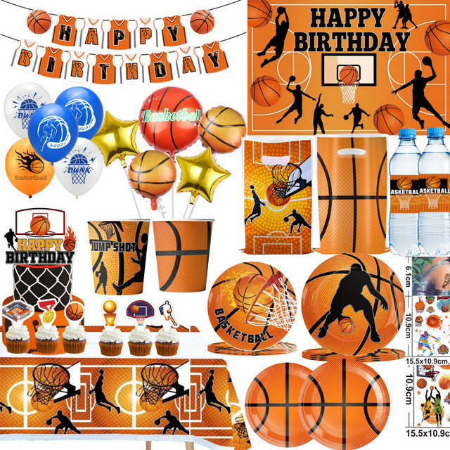 TAKARA TOMY Basketball Party Dekoration, Geschirr, Tischdecke, Teller, Tasse, Papier Serviette, Taschen - Bild 1