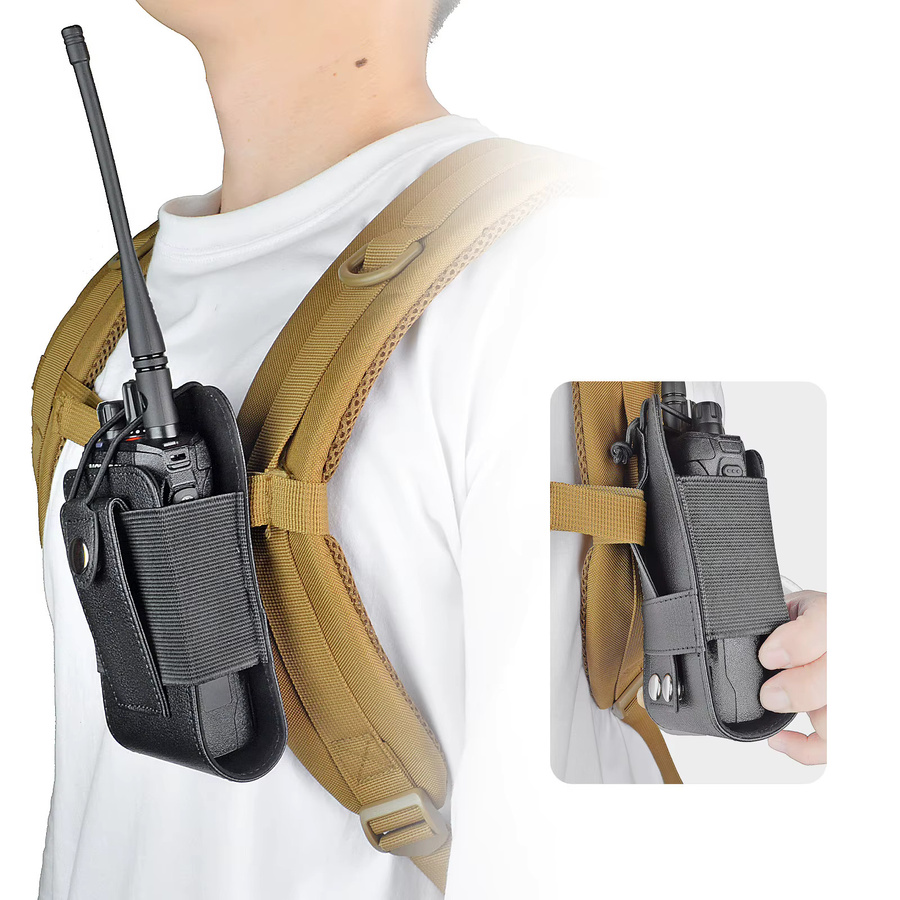 RUNUPTOP Funkgeräteholster in Schwarz, robustes Funkgeräte-Tasche mit Anti-Schwungsicherungsgurt für Kenwood, Motorola und Baofeng Zwei-Wege-Walkie-Talkies - Bild 4