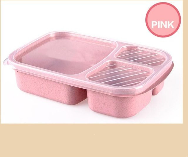 LChome Mikrowellen-Lunchbox aus Weizenstroh als tragbare Bento-Box für Kinder und Erwachsene, Farbe: Rosa - Bild 1
