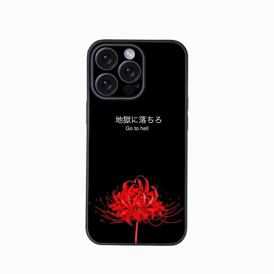 Apple iPhone Handyhülle Red Spider Lily Flower of Hell Softcase in Schwarz für iPhone 17 16 15 14 13 12 Pro Max Plus - Bild 3