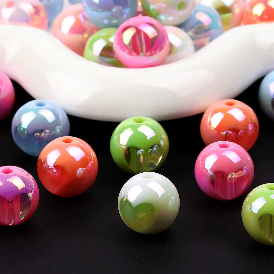 NASSBORO Acrylperlen, Herz in der Mitte, rund, Bunt, 16 mm, Unisex - Bild 6