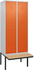 C+P Doppelstock-Spind Classic PLUS Sitzbank mit 2 Abteilen und Zylinderschloss, Buche-Hartholz, B/T/H: 212 x 80 x 81,5 cm - Bild 1