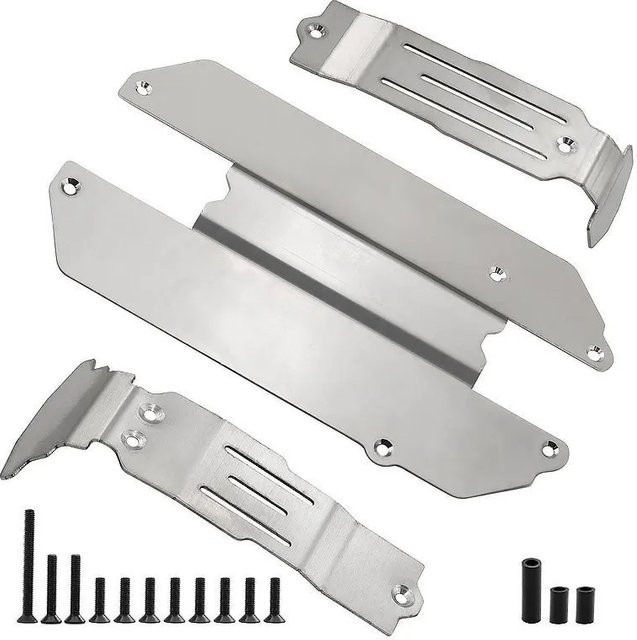 Traxxas Edelstahl-Chassis-Schutzplatte Unterfahrschutz, Grau, Metall - Bild 1